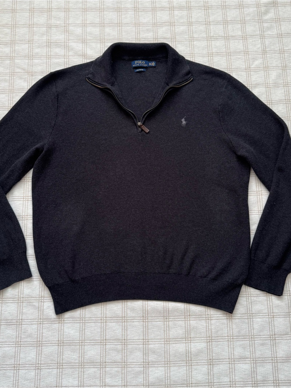 Polo Ralph Lauren Pima Cotton Quarter Zip Sweater Men's XXL Black‎ Pullover